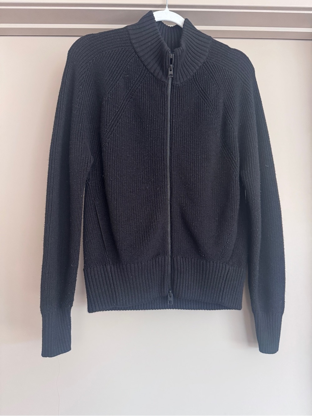 Athleta En Route Full Zip Sweater Women M Black Merino Wool Thermolite